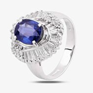 Pre-Owned Platinum 2.35ct Sapphire & 1.08ct Diamond Halo Ring 4336023