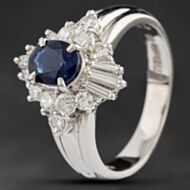 Pre-Owned Platinum 0.92ct Sapphire & 0.48ct Diamond Cluster Ring 4336040