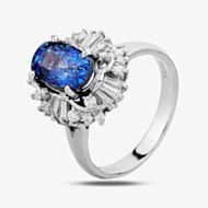 Pre-Owned Platinum 2.95ct Sapphire & 0.50ct Diamond Cluster Ring 4336046