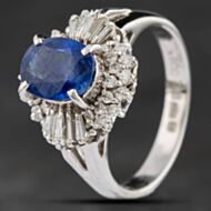 Pre-Owned Platinum 1.57ct Sapphire & 0.33ct Diamond Multi Cut Cluster Ring 4336050