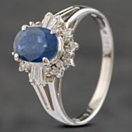 Pre-Owned Platinum 1.19ct Sapphire & 0.25ct Brilliant Cut Diamond Oval Cluster Ring 43361012