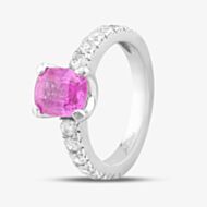 Pre-Owned 14ct White Gold Pink Sapphire & Brilliant Cut Diamond Dress Ring 43361020
