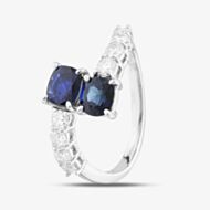 Pre-Owned Platinum 1.96ct Oval Cut Sapphire & 0.60ct Brilliant Cut Diamond Crossover Ring 43361041