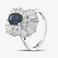 Pre-Owned 9ct White Gold Sapphire & Diamond Ballerina Cluster Ring 43361054