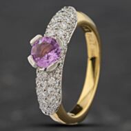 Pre-Owned 18ct Yellow Gold Pink Sapphire & Brilliant Cut Diamond Dress Ring 43361055