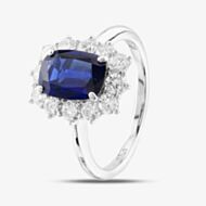 Pre-Owned Platinum 2.01ct Oval Cut Sapphire & 0.78ct Brilliant Cut Diamond Cluster Ring 43361061