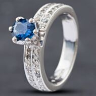 Pre-Owned Platinum Oval Cut Sapphire & Brilliant Cut Diamond Dress Ring 43361070