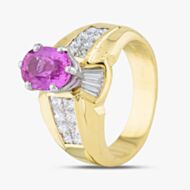 Pre-Owned 14ct Yellow Gold 2.15ct Oval Cut Sapphire & 1.22ct Diamond Set Shoulders Dress Ring 43361074