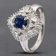 Pre-Owned Platinum Oval Cut Sapphire & Diamond Ballerina Cluster Ring 43361085
