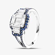Pre-Owned 18ct White Gold Sapphire & Diamond Fancy Dress Ring 43361089