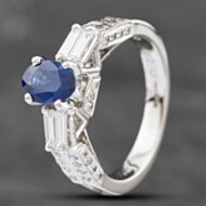 Pre-Owned 14ct White Gold Oval Cut Sapphire & Diamond Dress Ring 43361100