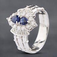 Pre-Owned Platinum Sapphire & 0.44ct Brilliant Cut Diamond Marquise Shape Cluster Ring 43361104