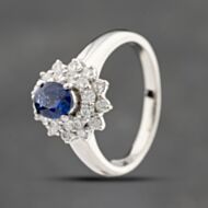 Pre-Owned Platinum 0.73ct Sapphire & 0.50ct Brilliant Cut Diamond Oval Tiered Cluster Ring 43361109