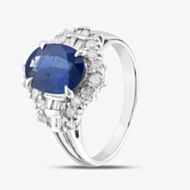 Pre-Owned Platinum 2.53ct Sapphire & 0.62ct Diamond Oval Cluster Ring 43361122