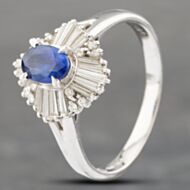 Pre-Owned Platinum Sapphire & 0.54ct Diamond Oval Ballerina Cluster Ring 43361123