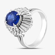 Pre-Owned Platinum 2.01ct Sapphire & 0.93ct Diamond Oval Cluster Ring 43361127