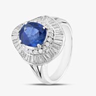 Pre-Owned Platinum 3.26ct Sapphire & 1.77ct Diamond Oval Ballerina Cluster Ring 43361133