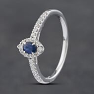 Pre-Owned 14ct White Gold 0.20ct Sapphire & 0.20ct Diamond Cluster Ring 43361136