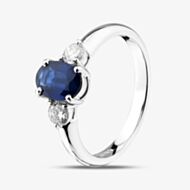 Pre-Owned Platinum 0.96ct Sapphire & 0.25ct Diamond Three Row Three Stone Ring 43361137