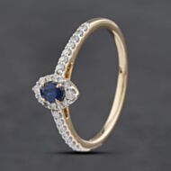 Pre-Owned 14ct Yellow Gold 0.20ct Sapphire & 0.20ct Diamond Marquise Shape Cluster Cluster Ring 43361138