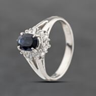 Pre-Owned Platinum 0.68ct Sapphire & 0.19ct Diamond Oval Cluster Ring 43361147