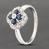 Pre-Owned Platinum Sapphire & 0.26ct Brilliant Cut Diamond Cluster Ring 43361149