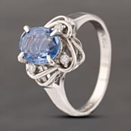 Pre-Owned Platinum 1.98ct Sapphire & 0.10ct Diamond Cluster Ring 43361153
