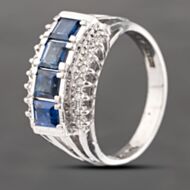 Pre-Owned Platinum 1.75ct Sapphire & 0.17ct Diamond Three Row Dress Ring 43361156