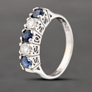 Pre-Owned Platinum 0.55ct Sapphire & 0.30ct Brilliant Cut Diamond Five Stone Ring 43361157