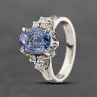 Pre-Owned Platinum 2.30ct Sapphire & 0.12ct Brilliant Cut Diamond Oval Cluster Ring 43361161