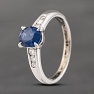 Pre-Owned Platinum 1.39ct Sapphire & 0.16ct Brilliant Cut Diamond Set Dress Ring 43361163