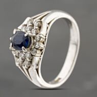 Pre-Owned Platinum 0.88ct Sapphire & 0.33ct Brilliant Cut Diamond Oval Cluster Ring 43361173