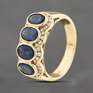 Pre-Owned 14ct Yellow Gold Sapphire & 0.25ct Diamond Multi Cluster Ring 43361178