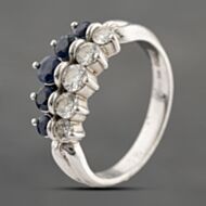 Pre-Owned Platinum Sapphire & 0.50ct Diamond Graduated Two Row Ring 43361179