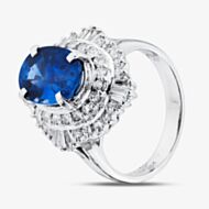 Pre-Owned Platinum 3.28ct Sapphire & 1.00ct Diamond Oval Cluster Ring 43361200