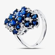 Pre-Owned Platinum 3.99ct Sapphire & 0.40ct Brilliant Cut Diamond Multi Cluster Ring 43361204