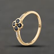 Pre-Owned 14ct Yellow Gold 0.20ct Sapphire & 0.05ct Diamond Flower Cluster Ring 43361214