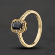 Pre-Owned 14ct Yellow Gold 0.76ct Sapphire & 0.15ct Diamond Oblong Cluster Ring 43361217