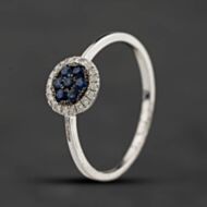 Pre-Owned 9ct White Gold Sapphire & Diamond Round Cluster Ring 43361219