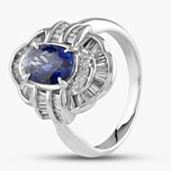 Pre-Owned Platinum Certificated 1.87ct Sapphire & 0.79ct Diamond Cluster Ring 433615633