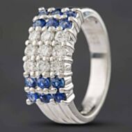 Pre-Owned Platinum 0.77ct Sapphire & 0.56ct Brilliant Cut Diamond Three Row Ring 433615728