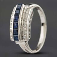 Pre-Owned Platinum Sapphire & Brilliant Cut Diamond Three Row Dress Ring 433615752
