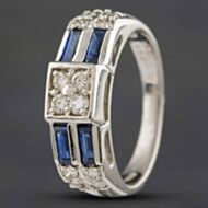 Pre-Owned Platinum 0.63ct Sapphire & 0.34ct Brilliant Cut Diamond Dress Ring 433615770