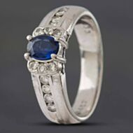 Pre-Owned Platinum 0.45ct Sapphire & 0.33ct Brilliant Cut Diamond Dress Ring 433615797