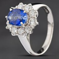 Pre-Owned Platinum 1.45ct Sapphire & 0.72ct Brilliant Cut Diamond Cluster Ring 4336160