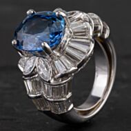 Pre-Owned 18ct White Gold 6.10ct Sapphire & 3.50ct Diamond Cluster Ring 4336187
