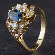Pre-Owned 14ct Yellow Gold 0.70ct Sapphire & 0.86ct Brilliant Cut Diamonds Cross Over Cluster Ring 4336215