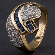 Pre-Owned 14ct Yellow Gold Diamond Sapphire Cluster Ring 4336274