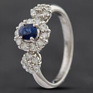 Pre-Owned Platinum 0.40ct Sapphire & 0.40ct Brilliant Cut Diamond Triple Cluster Ring 4336292