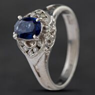 Pre-Owned Platinum 0.72ct Sapphire & 0.15ct Brilliant Cut Diamond Cluster Ring 4336294